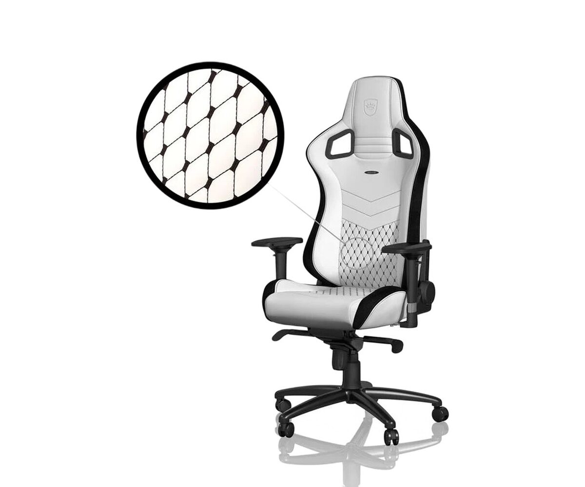 Žaidimų kėdė Noblechairs EPIC, eko oda, balta/juoda