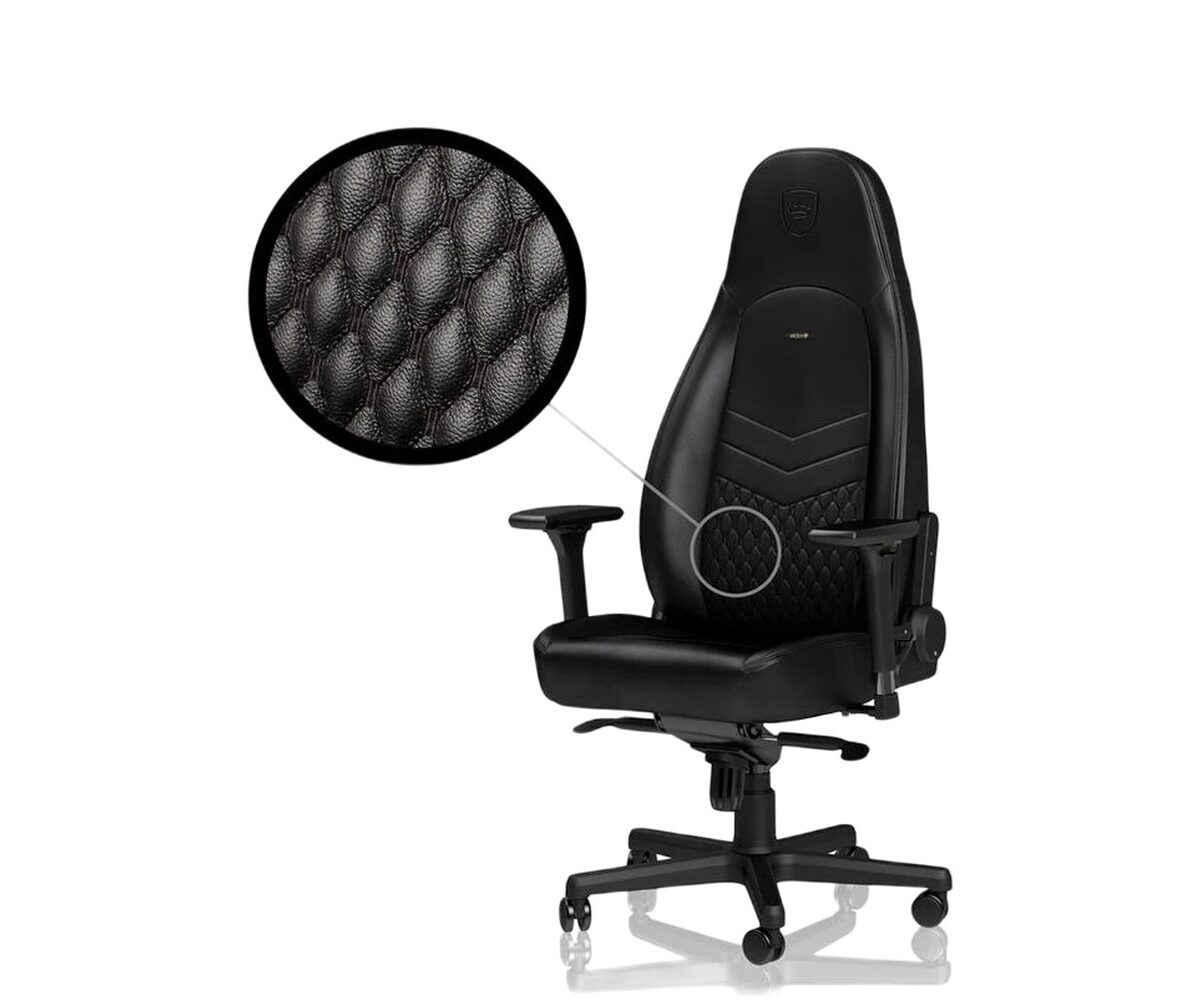 Žaidimų kėdė Noblechairs ICON, natūrali oda, juoda