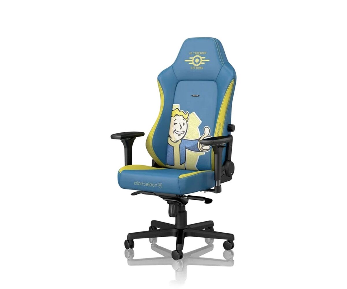 Žaidimų kėdė Noblechairs HERO, Fallout Vault-Tec Edition, eko oda, mėlyna/geltona