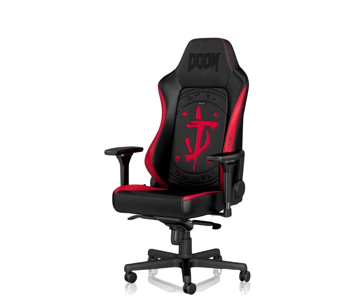 Žaidimų kėdė Noblechairs HERO, DOOM Edition, eko oda, juoda/raudona