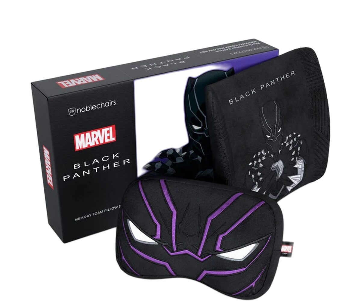 Žaidimų kėdės pagalvių rinkinys Noblechair EPIC/ICON/HERO/LEGEND kėdėms, Black Panther Edition, gobelenas