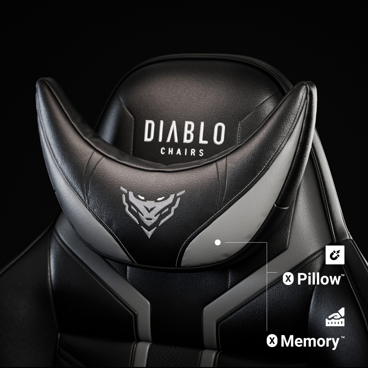 Žaidimų kėdė Diablo X-Ray 2.0, King dydis, eko oda, juoda/pilka - Image 9