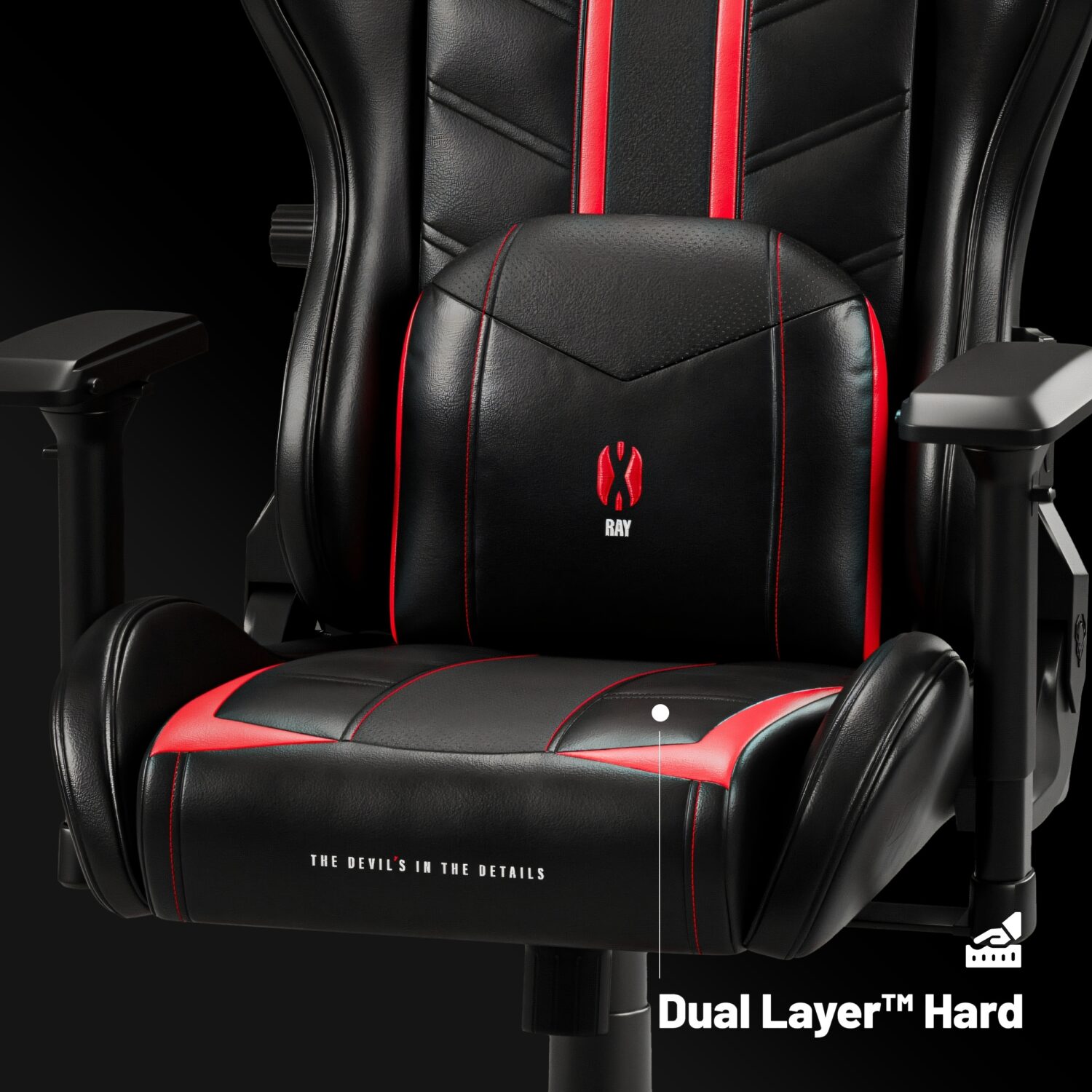 Žaidimų kėdė Diablo X-Ray 2.0, King dydis, eko oda, juoda/raudona - Image 9