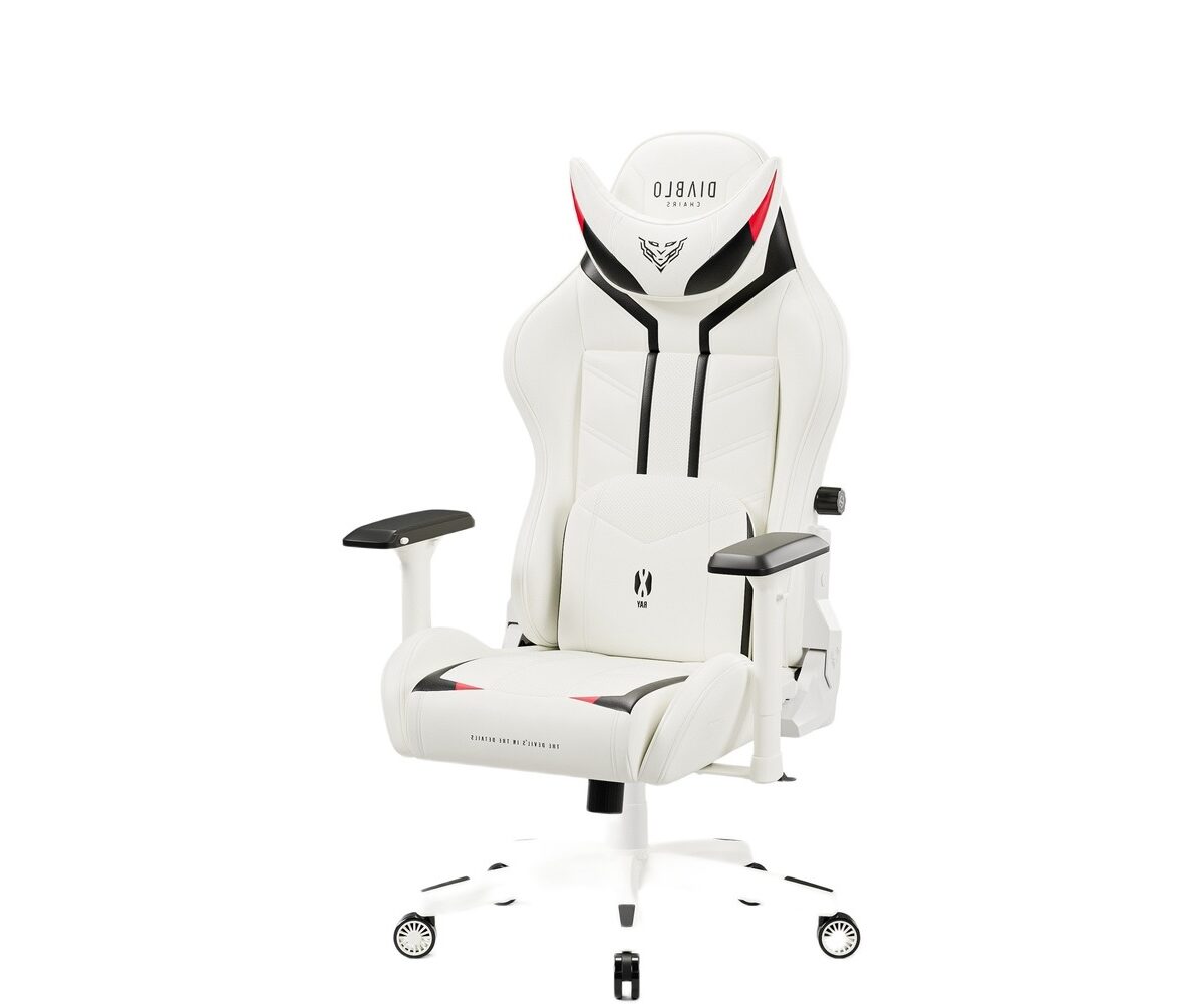 Žaidimų kėdė Diablo X-Ray 2.0, normal dydis, eko oda, balta/juoda