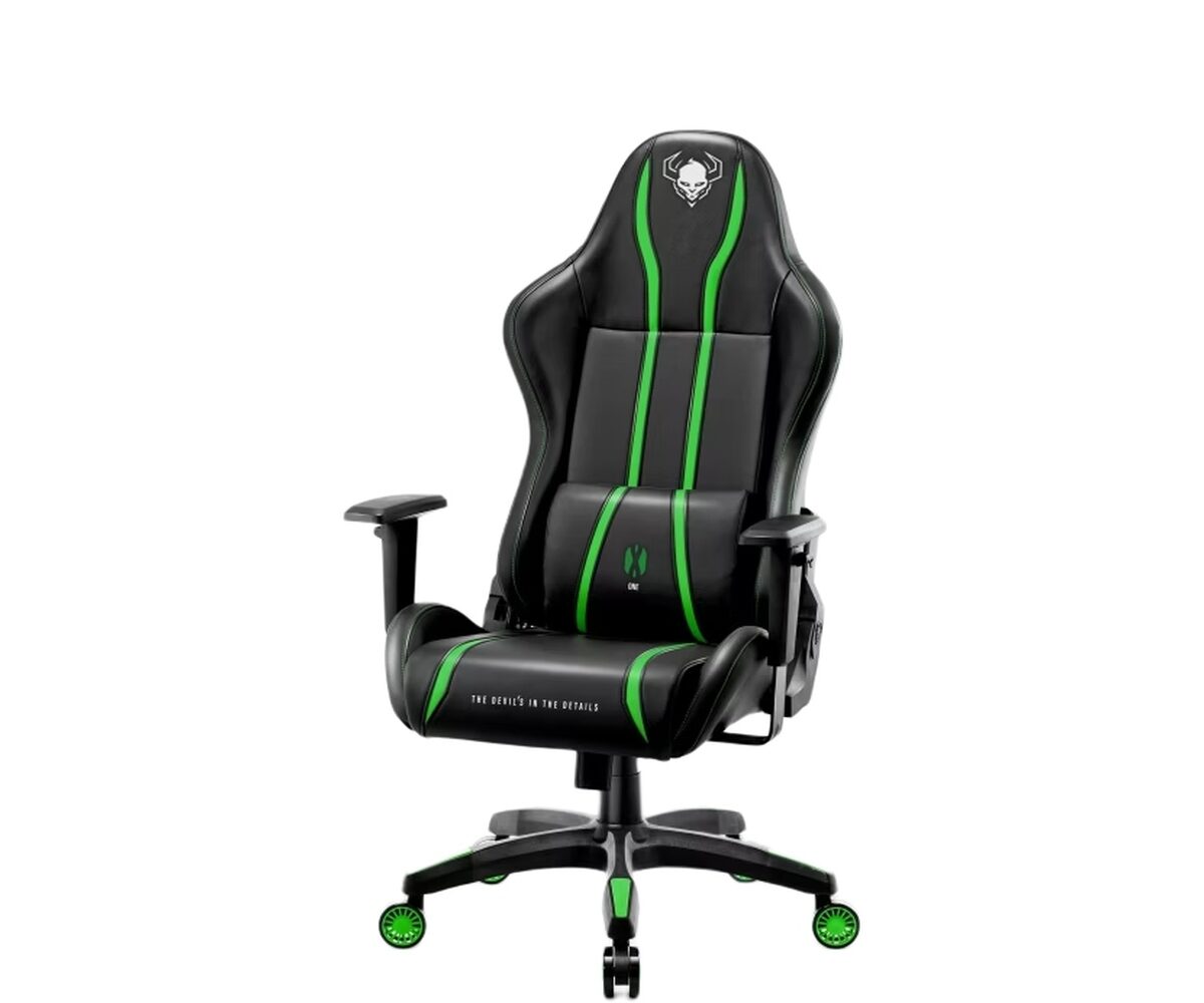 Žaidimų kėdė Diablo X-One 2.0, Normal dydis, eko oda, juoda/žalia