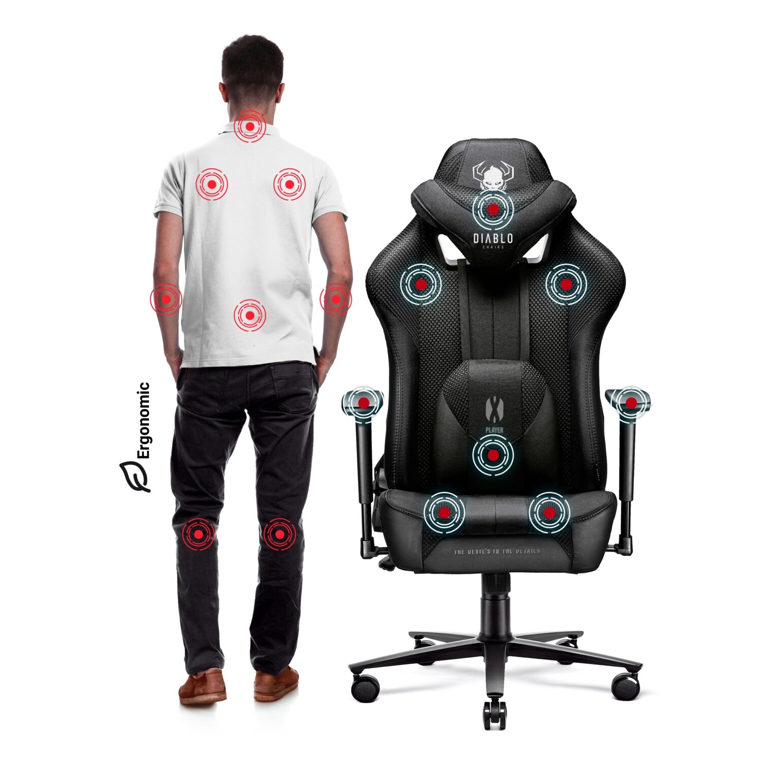 Žaidimų kėdė Diablo X-Player 2.0, King dydis, gobelenas, juodas - Image 5